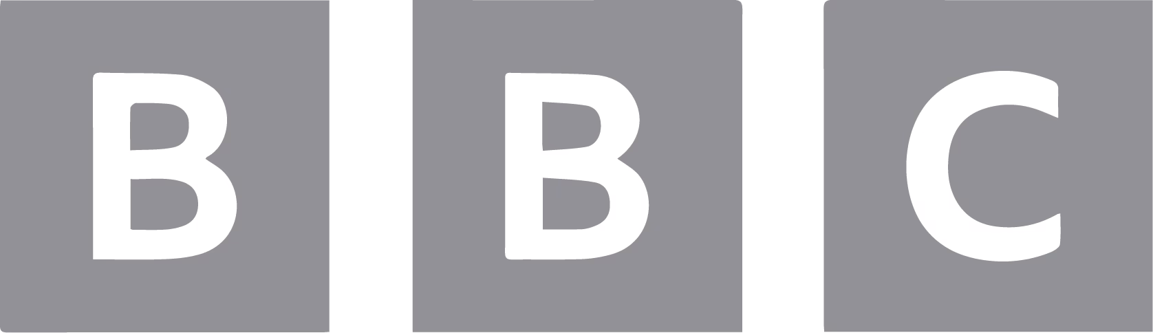 White letters B, B, and C on gray background